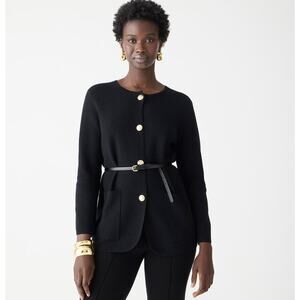 J.Crew Giselle Sweater Blazer Knit Gold Buttons Black Classic Wool Relaxed XS